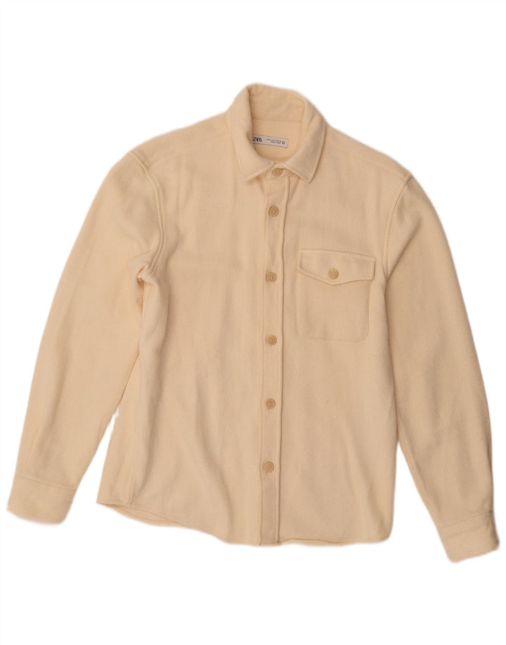 Zara Hombre Camisa Sobrecamisa Franela Poliéster Beige Medio
