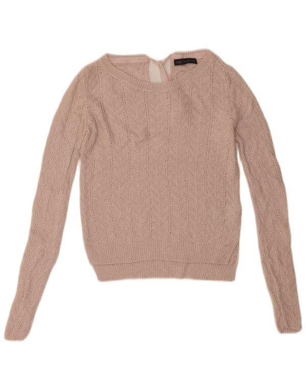 MARKS & SPENCER Suéter corto con cuello barco para mujer UK 8 Small Pink