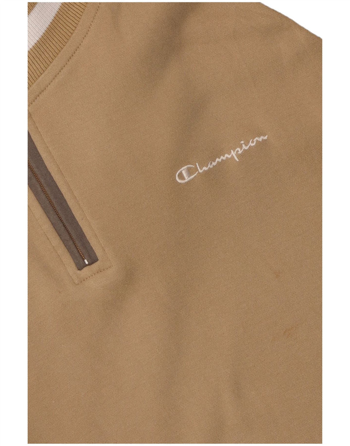 Champion Sudadera con cuello y cremallera para mujer UK 44 Medium Beige Colorblock