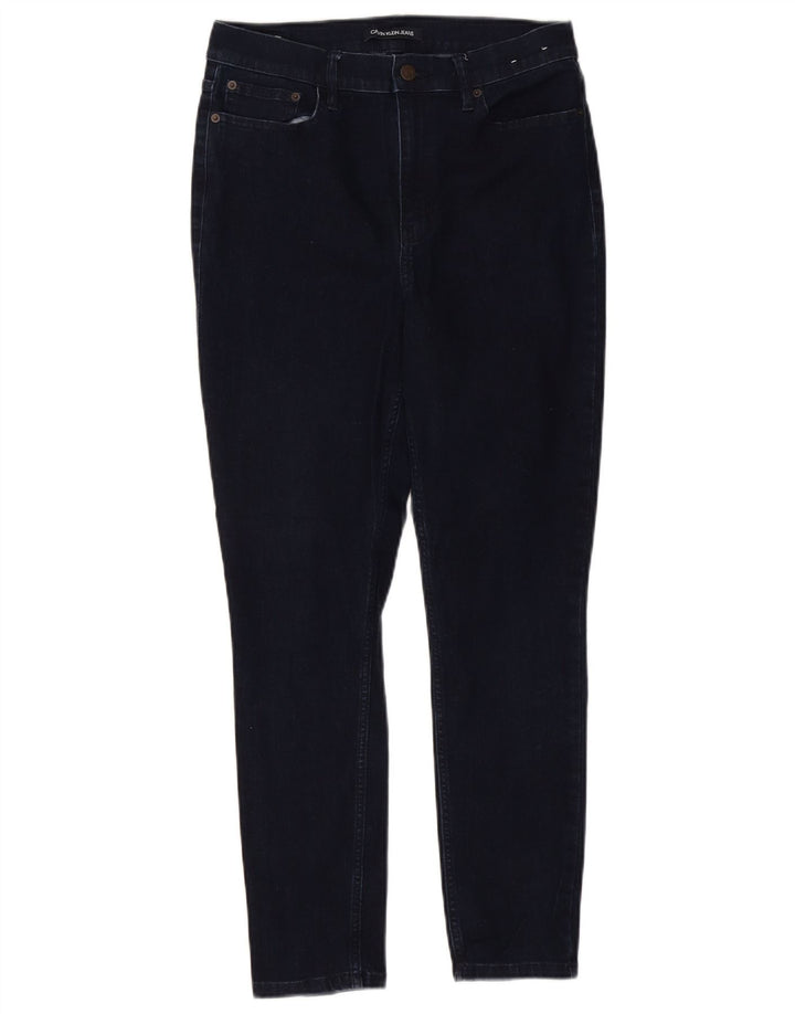 CALVIN KLEIN Jeans ajustados de cintura alta para mujer US 12 Large W31 L26 Azul marino