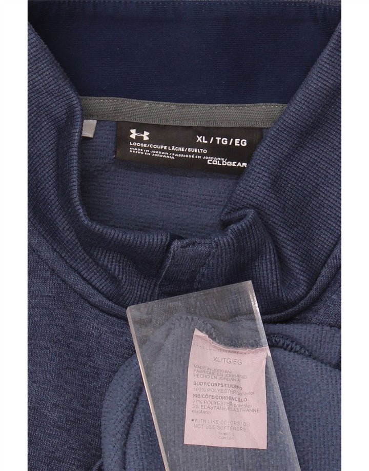 UNDER ARMOUR Mens Cold Gear Button Neck Sweatshirt Jumper XL Navy Blue Vintage Under Armour and Second-Hand Under Armour from Messina Hembry 
