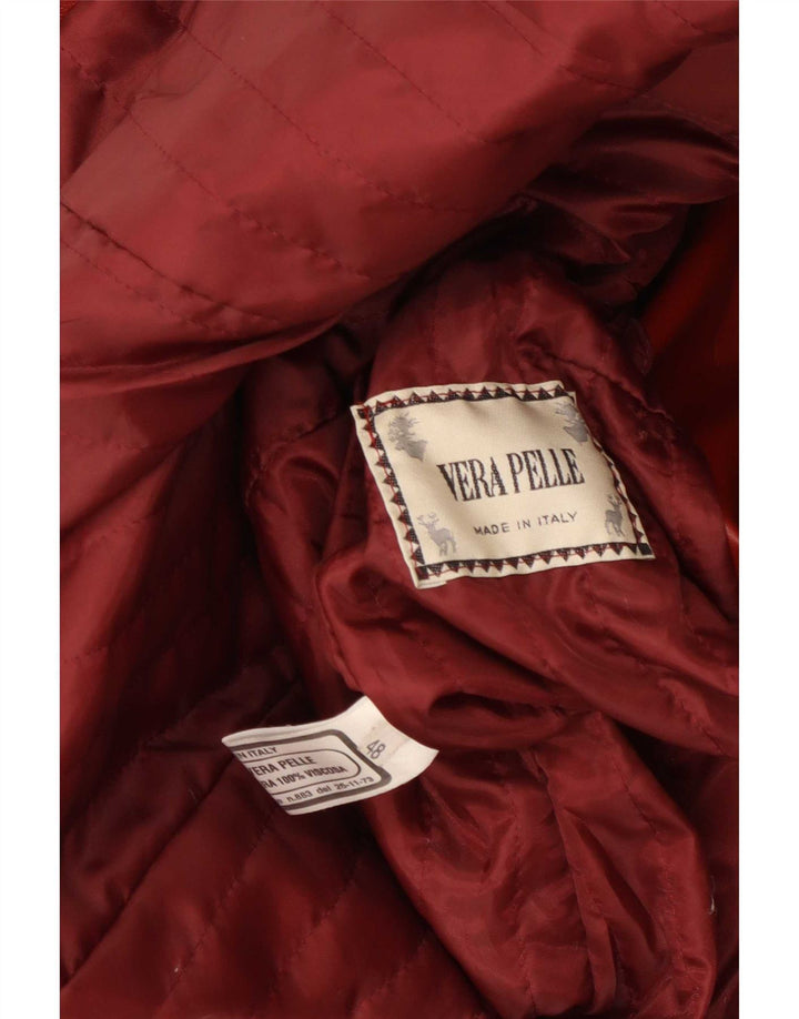 Abrigo de cuero vintage para mujer IT 48 XL Granate