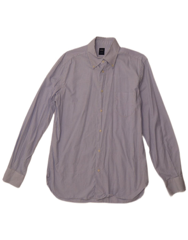 BOGGI Camisa entallada para hombre Talla 40 15 3/4 Mediana Cuadros azules