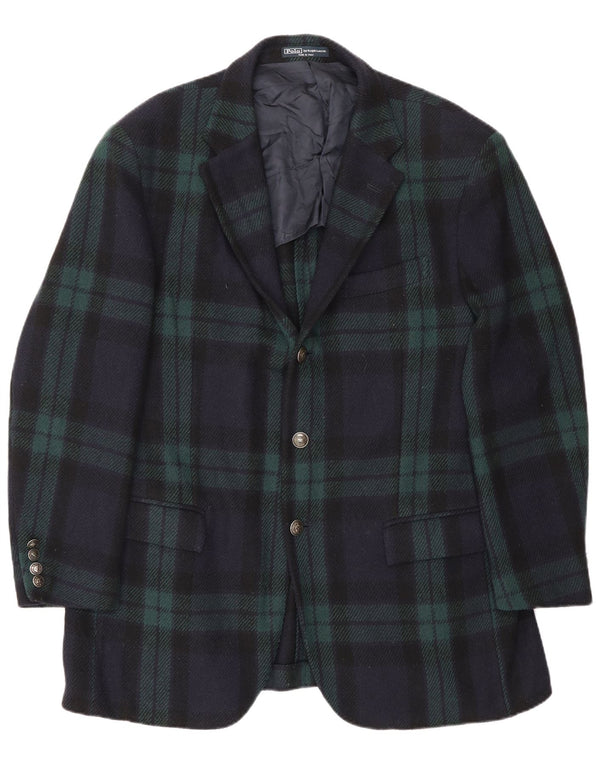 Polo Ralph Lauren Chaqueta tipo blazer de 3 botones para hombre EU 54 2XL Azul marino a cuadros
