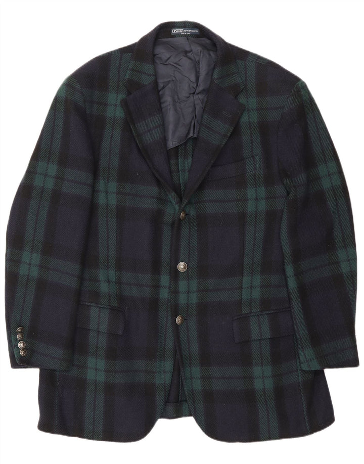 Polo Ralph Lauren Chaqueta tipo blazer de 3 botones para hombre EU 54 2XL Azul marino a cuadros