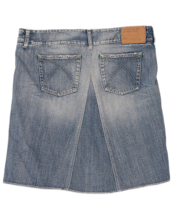 Falda Vaquera Benetton W32 Large Azul Algodón