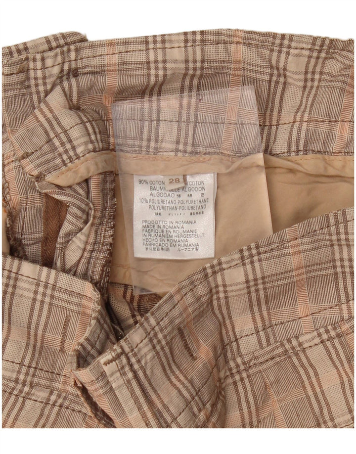 Pantalones Cortos Chinos Gas Mujer W28 Algodón A Cuadros Beige Medio