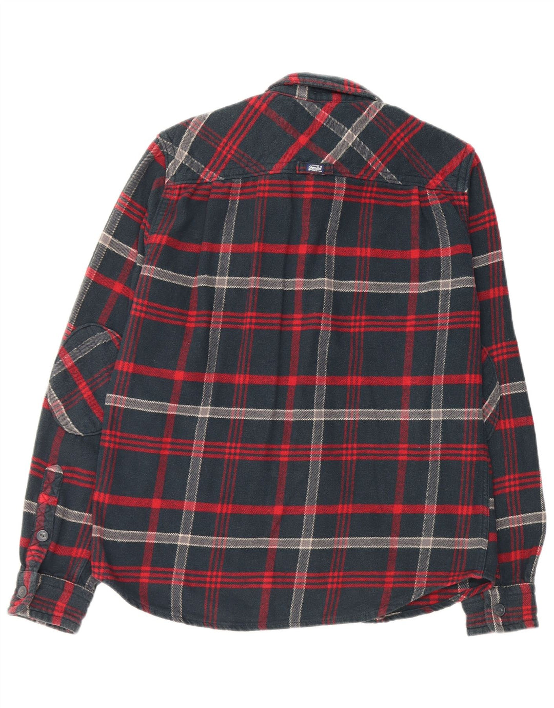 SUPERDRY Hombre Camisa de franela de algodón a cuadros negros grandes