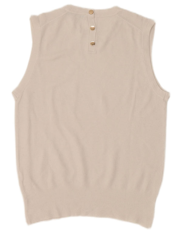 Zara Mujer Chaleco Top UK 12 Medium Blanco