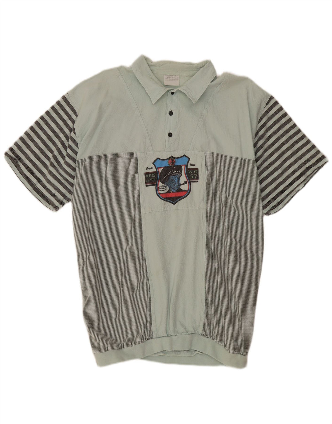 VINTAGE Camisa pullover de manga corta para hombre IT 52/54 Rayas verdes grandes