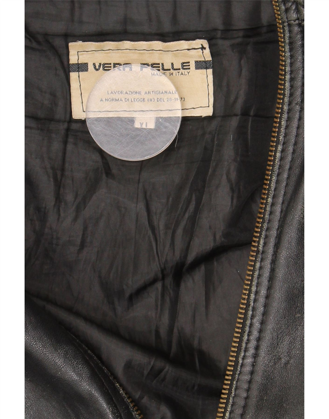 Vintage hombres chaqueta de cuero militar Reino Unido 42 XL cuero negro