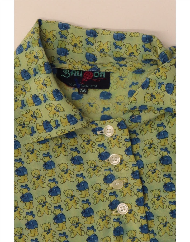 Blusa tipo camisa extragrande con estampado gráfico para mujer EU 36 Seda verde pequeña