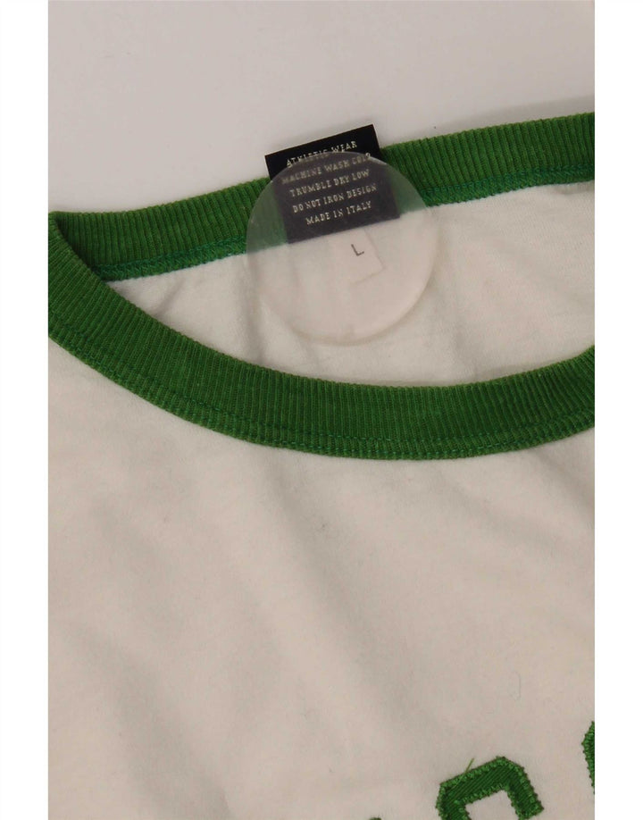 Franklin & Marshall Mens Graphic Top Manga Larga Grande Algodón Blanco