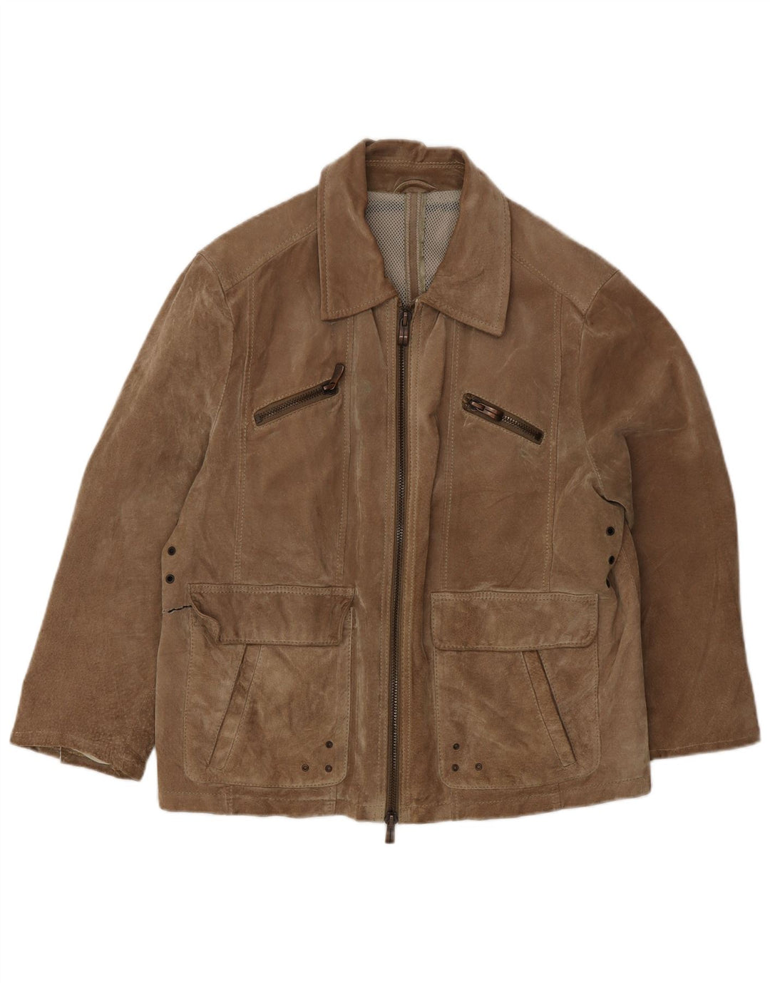Chaqueta de ante vintage para hombre IT 50 cuero marrón grande