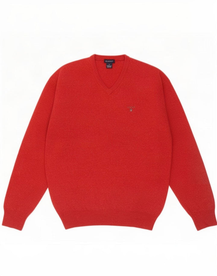 Gant Jersey Con Cuello En V De Lana De Cordero Rojo Medio |