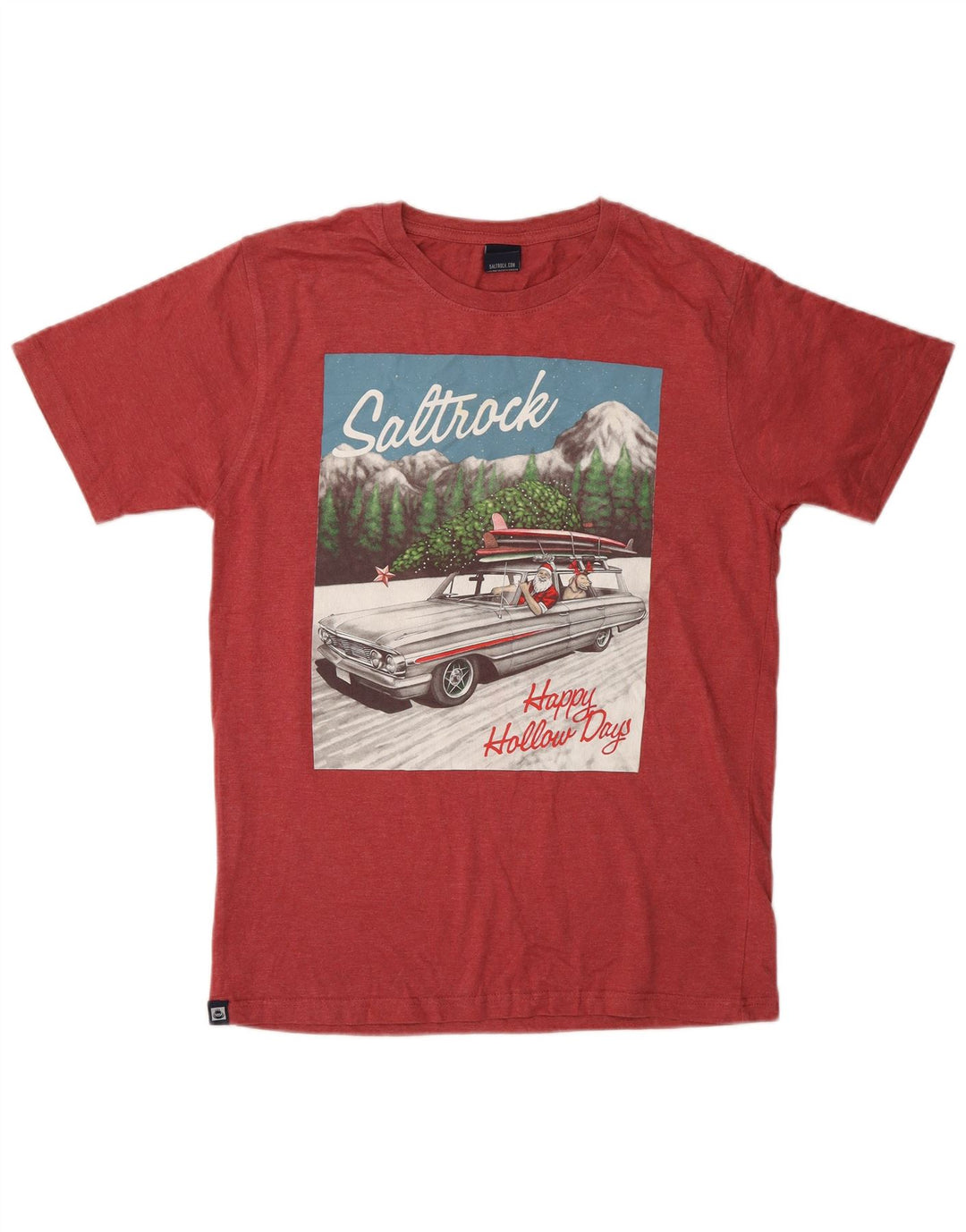 SALTROCK Camiseta gráfica para hombre Top pequeño de algodón rojo