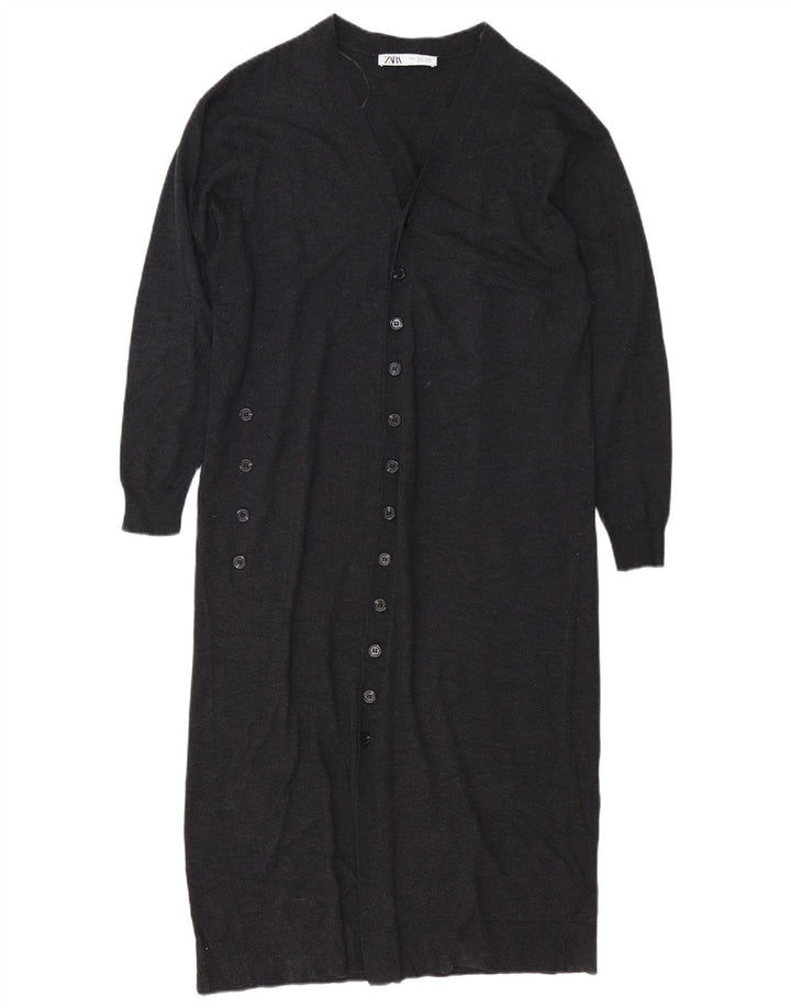 Zara Cárdigan extragrande largo para mujer, talla 10, poliéster gris pequeño
