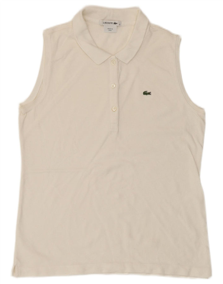 Polo Lacoste Mujer Sin Mangas Talla 42 Grande Blanco