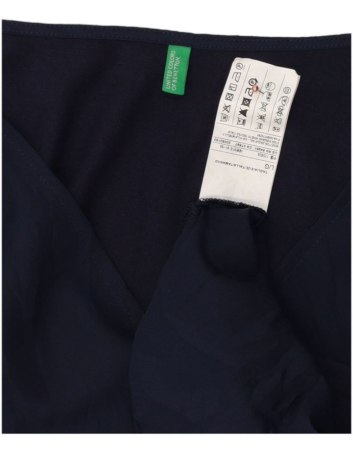BENETTON Top para mujer manga 3/4 UK 46 Grande Azul marino Algodón