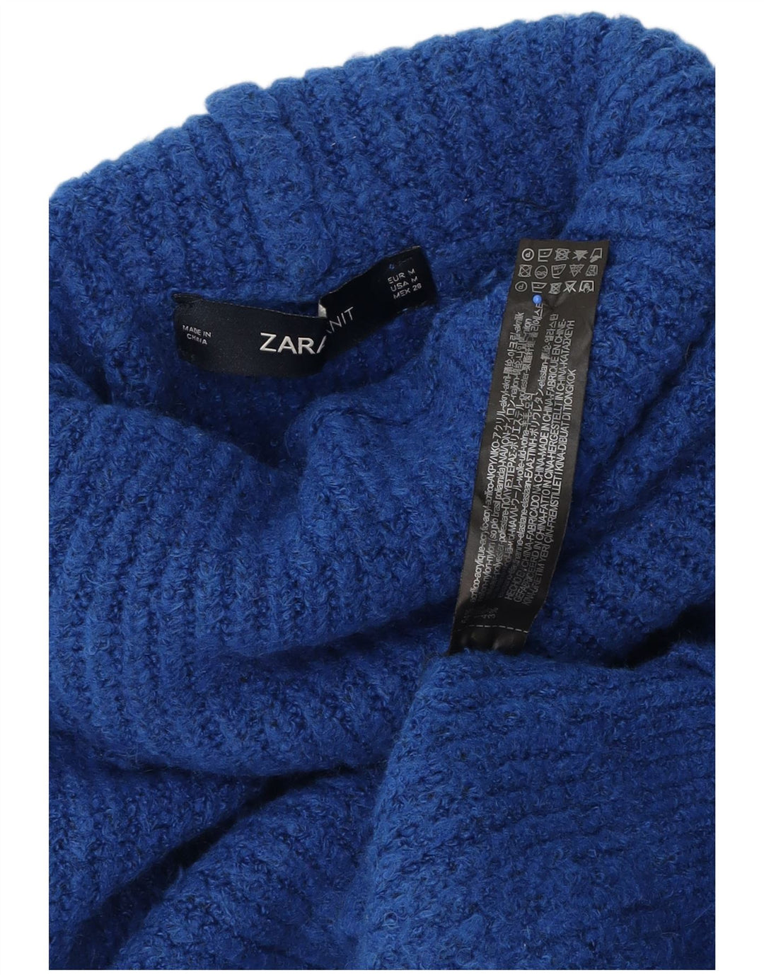 Zara Mujer Jersey De Cuello Alto De Gran Tamaño UK 44 Acrílico Azul Medio