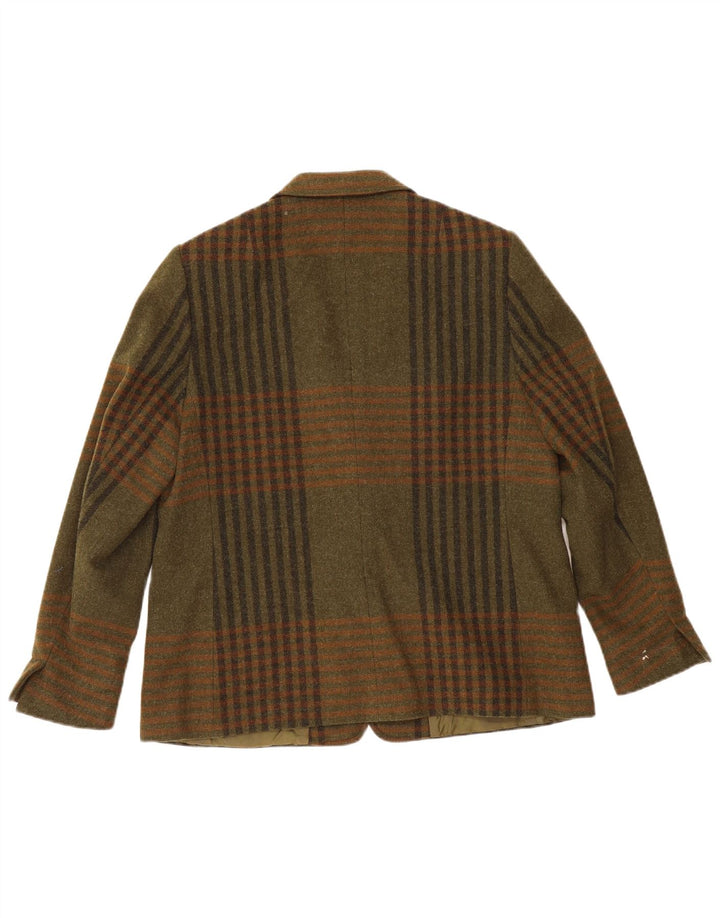 Resi Hammerer Chaqueta Blazer de 2 Botones para Mujer IT 44 Lana a Cuadros Caqui Mediana