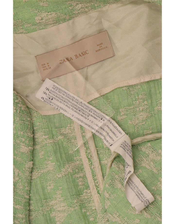 Zara Mujer Abrigo UK 40 Algodón Pata De Gallo Verde Medio