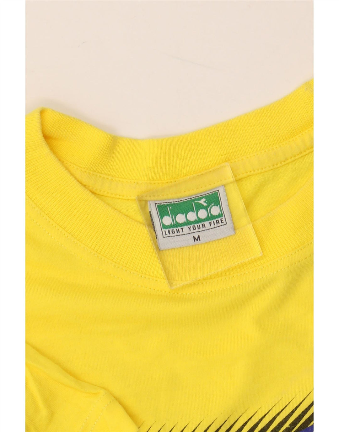 DIADORA Hombre Camiseta Estampada Top Algodón Amarillo Medio