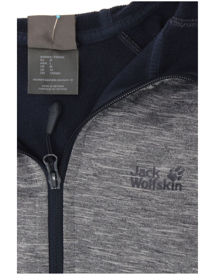 Jack Wolfskin Suéter con capucha y cremallera para mujer Reino Unido 12 poliéster moteado gris medio