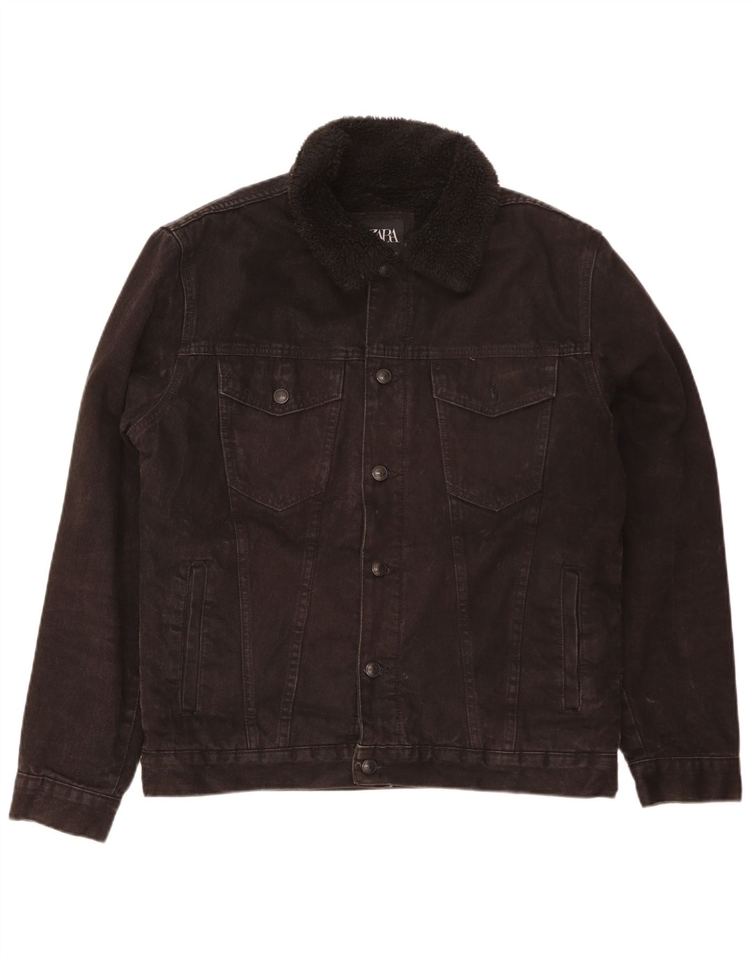 Zara Chaqueta vaquera Sherpa para hombre UK 42 XL Poliéster negro