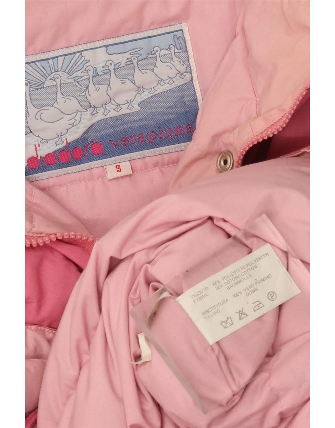 Diadora Chaqueta Acolchada Extragrande Con Gráfico Para Mujer UK 10 Small Rosa Poliéster