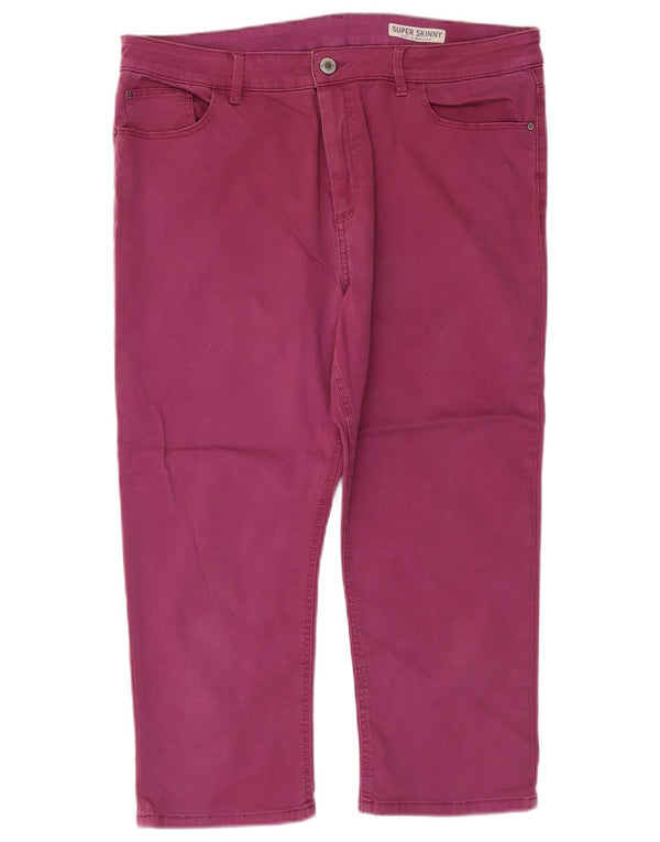 Marks & Spencer Pantalones Capri de Cintura Alta para Mujer UK 40 Large W34 L21 Púrpura