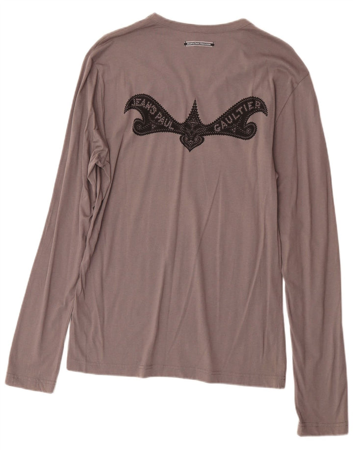 Jean Paul Gaultier Top gráfico para mujer Manga larga UK 40 XL Diseñador gris