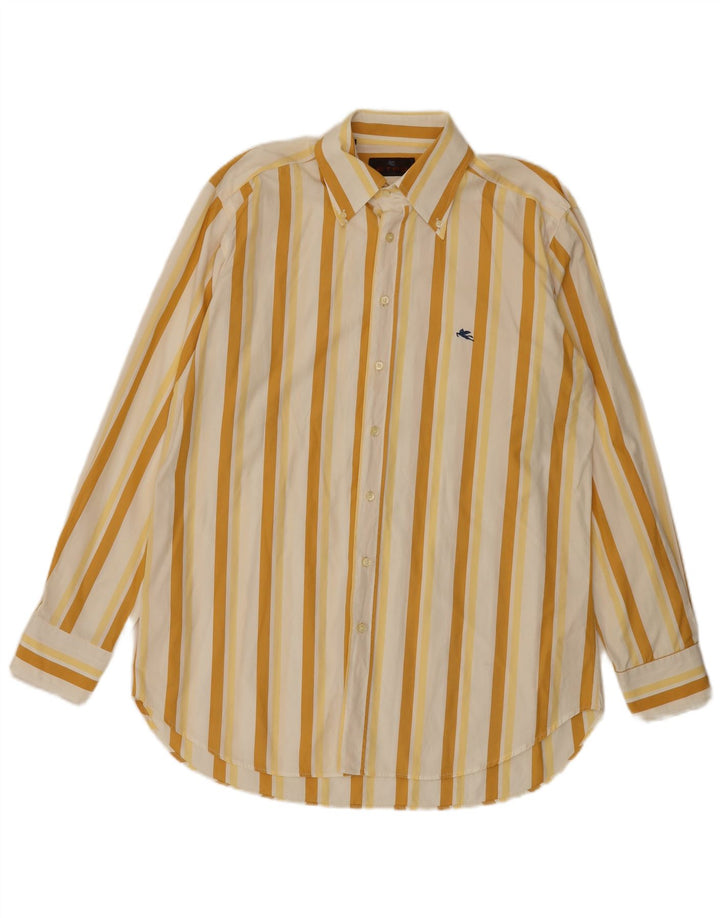 Camisa Etro Hombre Talla 42 Algodón Rayas Amarillas Grande