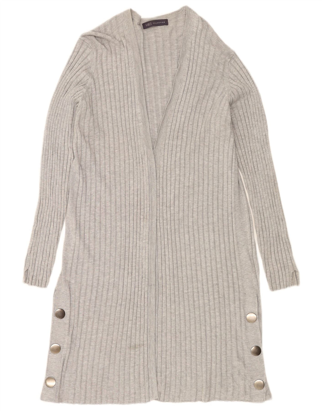Marks & Spencer Suéter tipo cárdigan largo para mujer UK 44 Gris medio