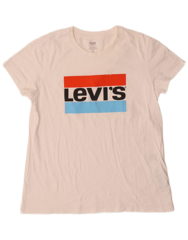 Levi's Camiseta gráfica para mujer Top UK 46 Large Off White Cotton