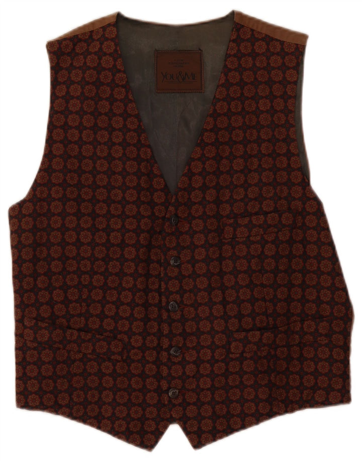 Chaleco vintage para hombre IT 50 Marrón Medio Floral