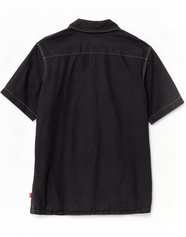 Levi's Camisa de manga corta de ajuste regular para hombre, talla pequeña, lino negro