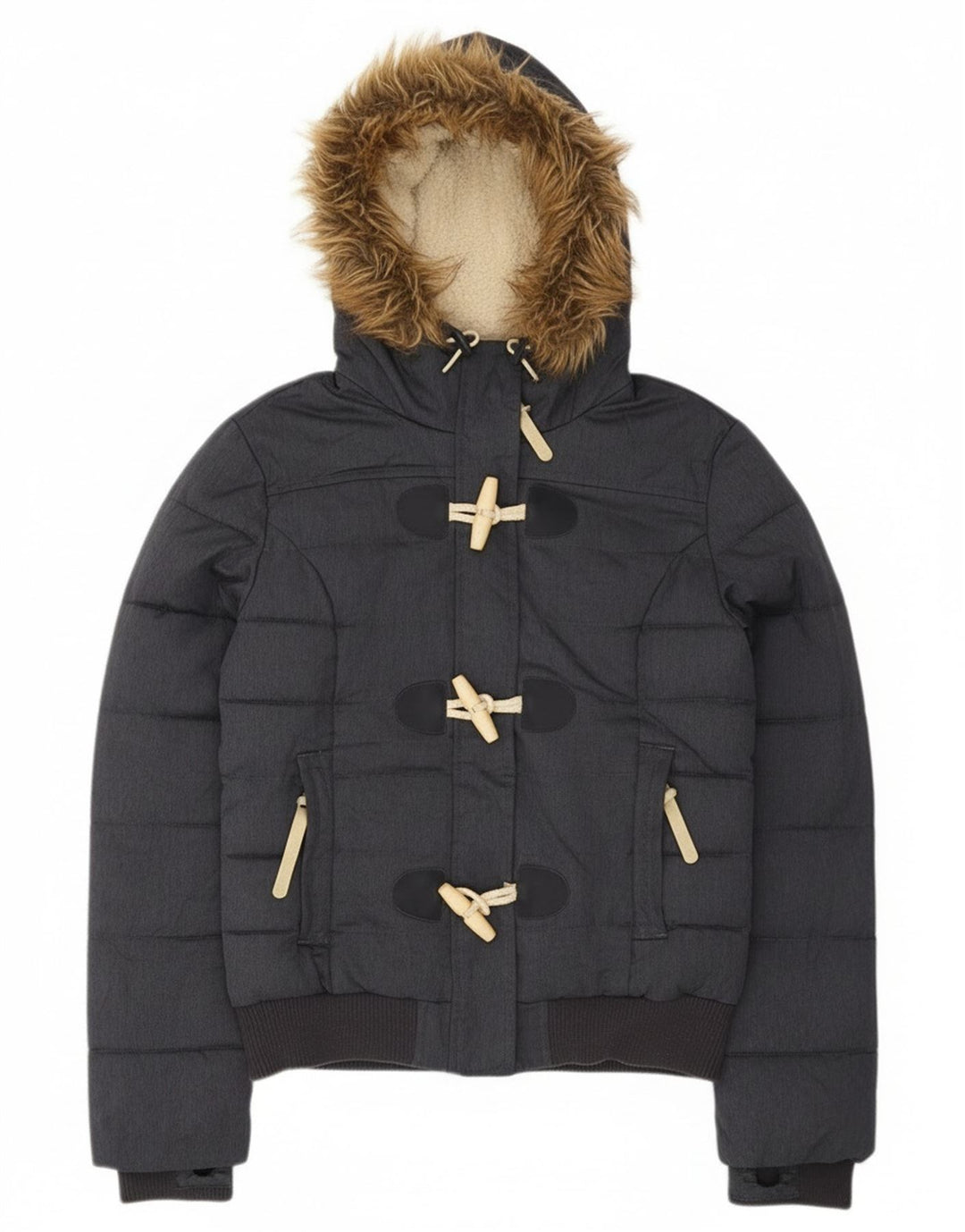 Superdry Chaqueta Acolchada Con Capucha Para Mujer UK 40 Small Gris Poliéster