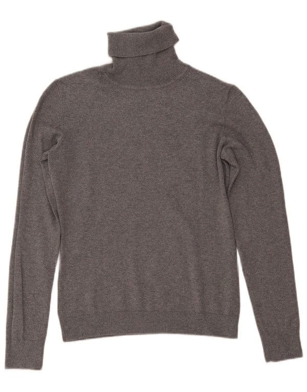 TOMMY HILFIGER Suéter tipo jersey con cuello vuelto para mujer UK 10 Small Grey Cotton