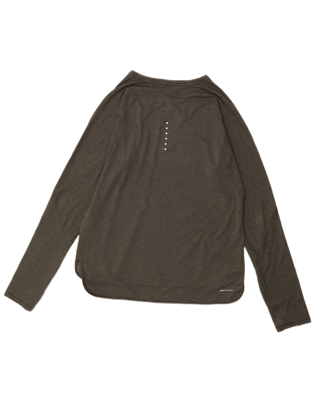 Nike - Camiseta de manga larga para mujer, talla 40, talla grande, color caqui, poliéster a rayas