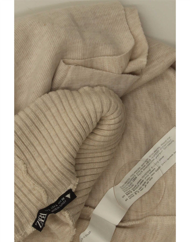 Zara Mujer Chaleco Camiseta Sin Mangas UK 44 Grande Poliéster Beige