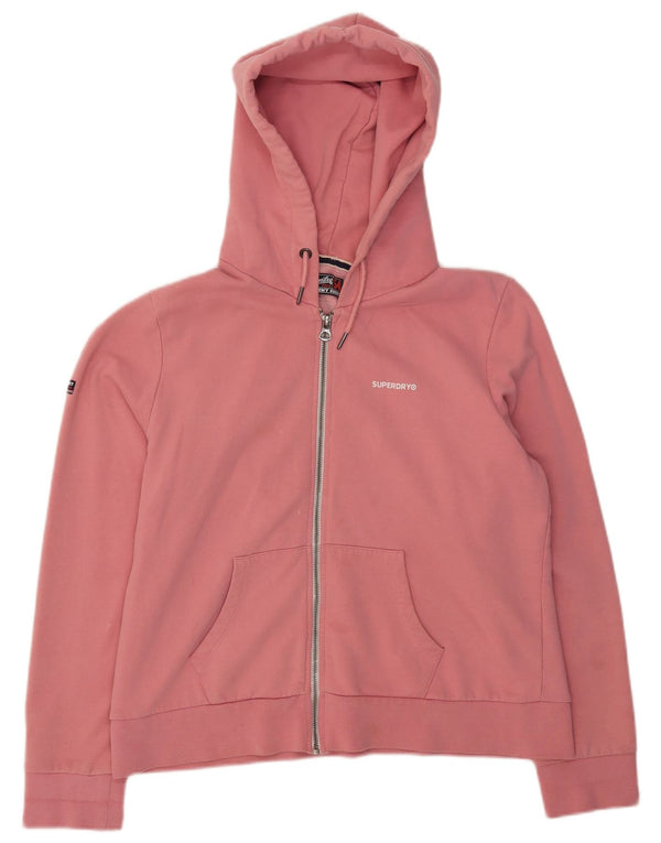 Superdry Suéter con capucha y cremallera para mujer Reino Unido 46 Grande Algodón rosa