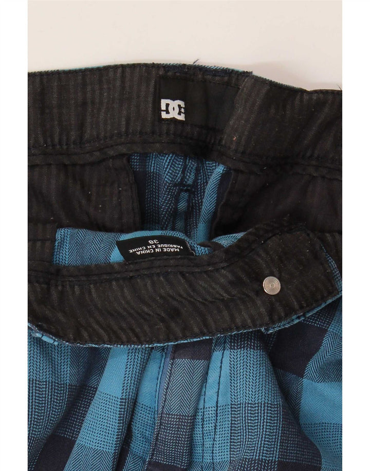 Pantalones cortos cargo DC para hombre W38 XL Algodón a cuadros azules