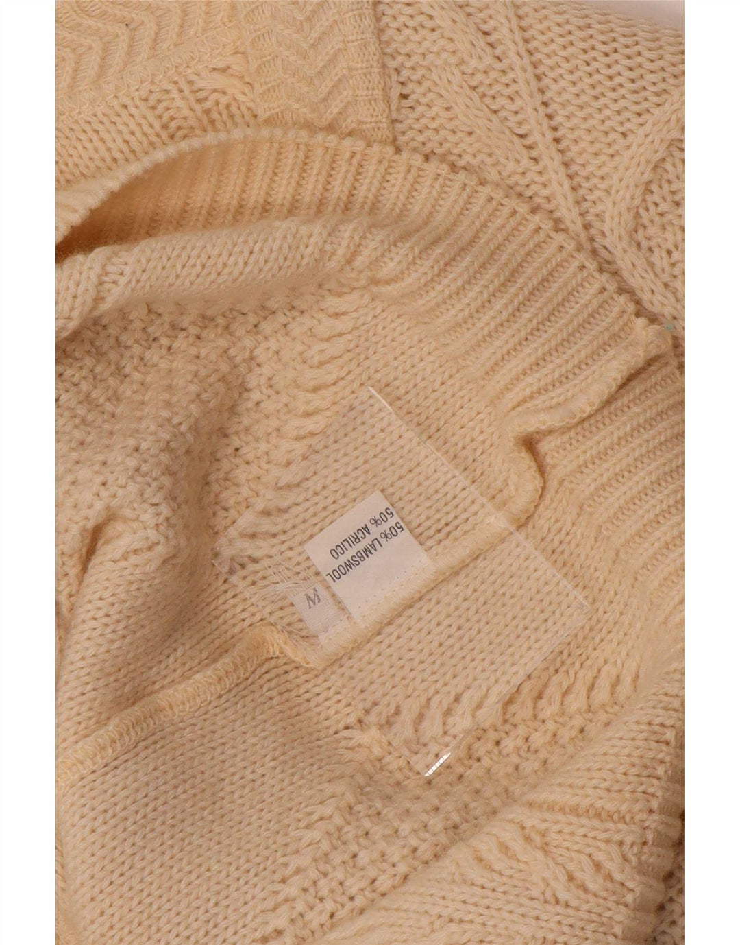 Vintage mujer Cardigan suéter Reino Unido 14 lana beige media