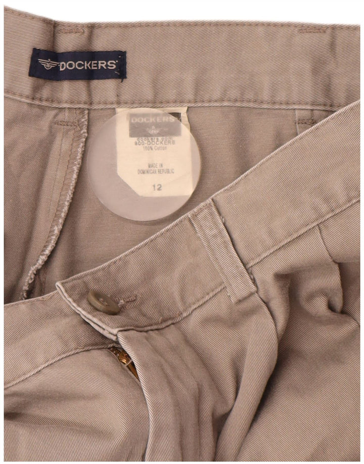 DOCKERS Pantalones cortos chinos de cintura alta para mujer US 12 grande W28 algodón gris