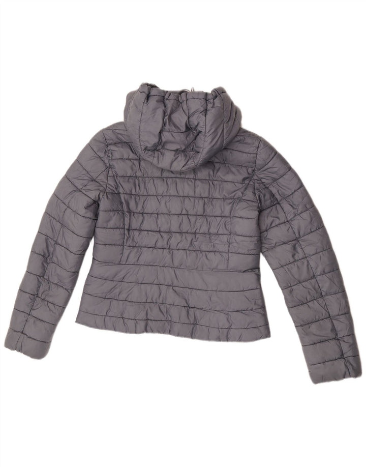 Zara Mujer Chaqueta Acolchada Con Capucha UK 44 Grande Poliéster Gris