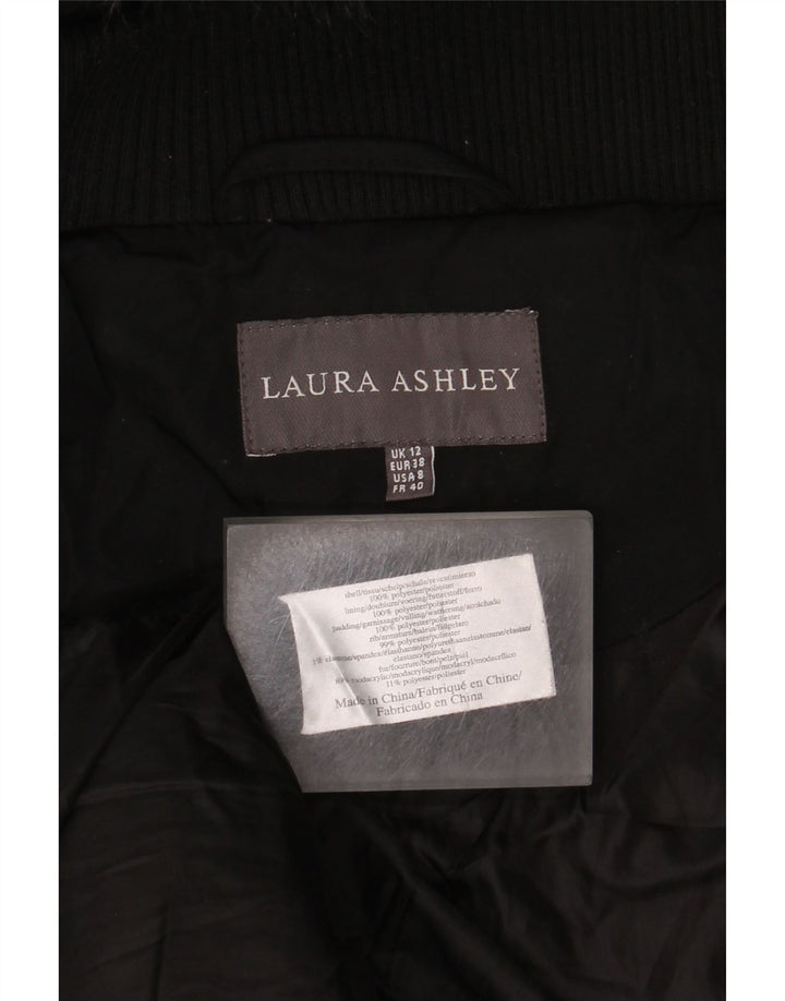 Laura Ashley Abrigo acolchado con capucha para mujer UK 40 Mediano Poliéster negro