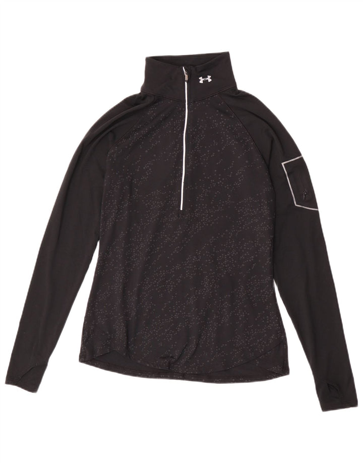 Under Armour Mujer Jersey Chándal Top Reino Unido 12 Mediano Negro Manchado