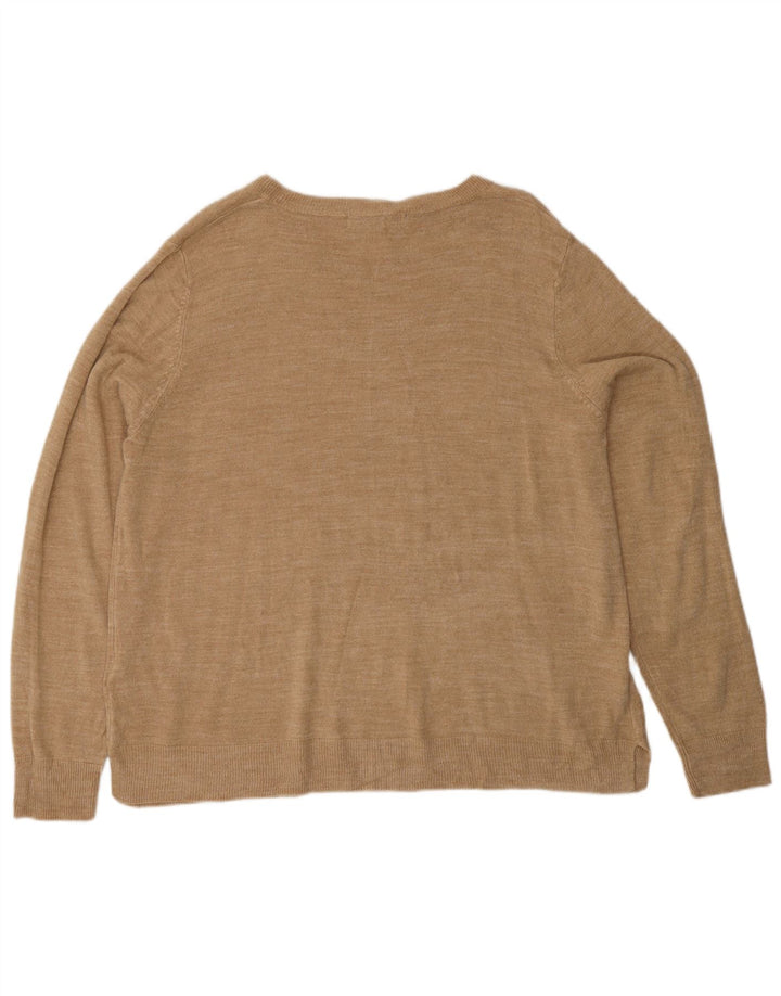MARKS & SPENCER Jersey de cuello redondo para mujer UK 22 3XL Acrílico beige