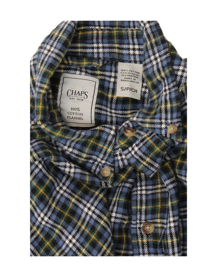 CHAPS Mens Flannel Shirt Small Blue Check Cotton